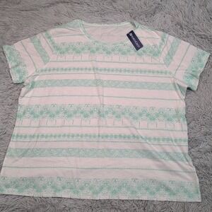 Northcrest Shirt Womens 3X White Tee Top Soft Comfort Sheer Casual New